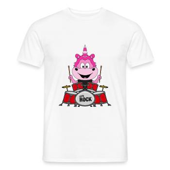 SCHLAGZEUG - EINHORN - MUSIK - TIER - KIND - BABY - Männer T-Shirt - Weiß - Vorne - AI Model Male 178 dark (178cm)