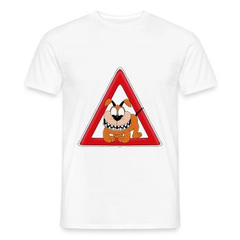 ACHTUNG! WACHHUND - HUND - TIER - KIND - BABY - Männer T-Shirt - Weiß - Vorne - AI Model Male 178 dark (178cm)