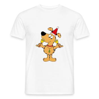 HUND - WEIHNACHTEN - GLOCKEN - TIER - KIND - BABY - Männer T-Shirt - Weiß - Vorne - AI Model Male 178 dark (178cm)