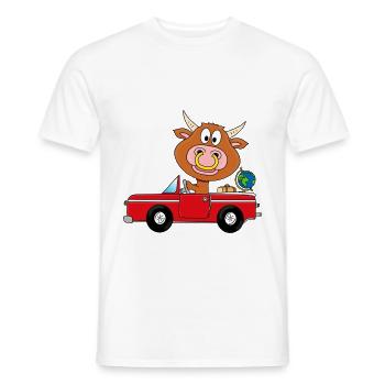 BULLE - RIND - STIER - KUH - WELTENBUMMLER - AUTO - Männer T-Shirt - Weiß - Vorne - AI Model Male 178 dark (178cm)