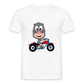 BIKER - MOTORRAD - MAULWURF - TIER - KIND - BABY - Männer T-Shirt - Weiß - Vorne - AI Model Male 178 dark (178cm)
