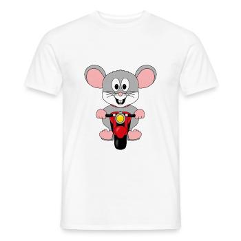BIKER - MOTORRAD - MAUS - TIER - TIERISCH - KIND - Männer T-Shirt - Weiß - Vorne - AI Model Male 178 dark (178cm)