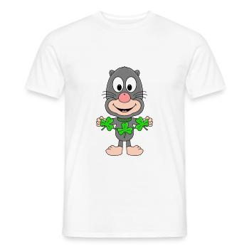 KLEEBLATT - MAULWURF - GLÜCK - TIER - KIND - BABY - Männer T-Shirt - Weiß - Vorne - AI Model Male 178 dark (178cm)
