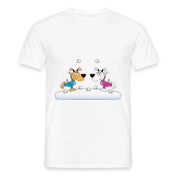 HUNDE - SCHNEEBALLSCHLACHT - TIERE - FUN - SCHNEE - Männer T-Shirt - Weiß - Vorne - AI Model Male 178 dark (178cm)
