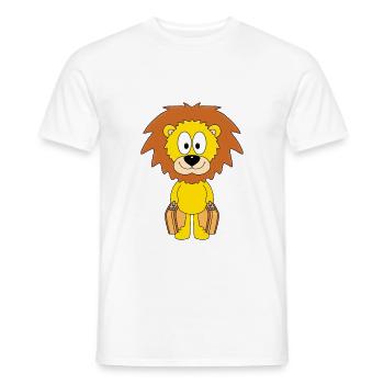LÖWE - KOFFER - REISE - URLAUB - FERIEN - TIERISCH - Männer T-Shirt - Weiß - Vorne - AI Model Male 178 dark (178cm)