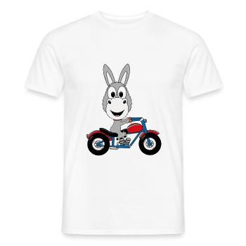 MOTORRAD - ESEL - BIKER - TIER - KIND - BABY - Männer T-Shirt - Weiß - Vorne - AI Model Male 178 dark (178cm)