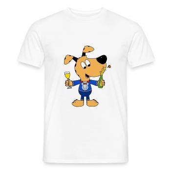 HUND - PARTY - FEIER - SILVESTER - NEUJAHR - TIER - Männer T-Shirt - Weiß - Vorne - AI Model Male 178 dark (178cm)