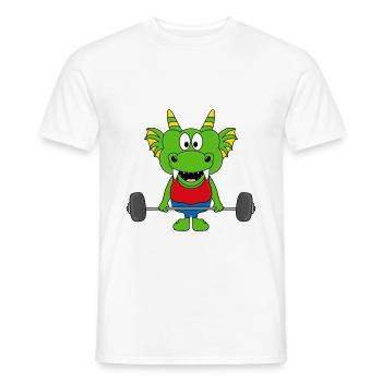DRACHE - BODYBUILDING - GEWICHTHEBER - SPORT - Männer T-Shirt - Weiß - Vorne - AI Model Male 178 dark (178cm)