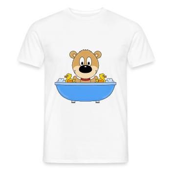 BADEWANNE - TEDDY - BÄR - TEDDYBÄR - Männer T-Shirt - Weiß - Vorne - AI Model Male 178 dark (178cm)