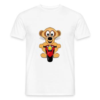 ERDMÄNNCHEN - MOTORRAD - BIKER - TIERISCH - Männer T-Shirt - Weiß - Vorne - AI Model Male 178 dark (178cm)