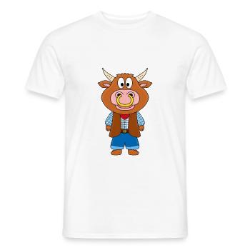 BULL - KUH - RIND - BAUER - FARMER - COWBOY - Männer T-Shirt - Weiß - Vorne - AI Model Male 178 dark (178cm)