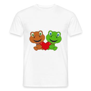 DINOS - DINOSAURIER - LIEBE - LOVE - KIND - BABY - Männer T-Shirt - Weiß - Vorne - AI Model Male 178 dark (178cm)