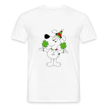 HUND - KLEEBLÄTTER - GLÜCKSBRINGER - Männer T-Shirt - Weiß - Vorne - AI Model Male 178 dark (178cm)