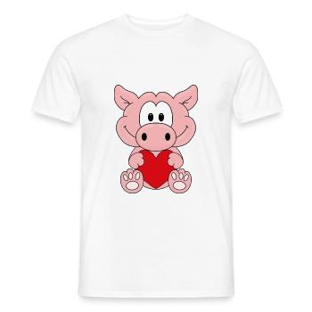 SCHWEIN - HERZ - LIEBE - TIER - TIERLIEB - Männer T-Shirt - Weiß - Vorne - AI Model Male 178 dark (178cm)