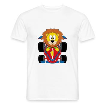 LÖWE - MOTORSPORT - RENNWAGEN - AUTO - TIER - Männer T-Shirt - Weiß - Vorne - AI Model Male 178 dark (178cm)