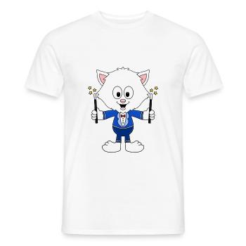 KATZE - ZAUBERER - TIER - KIND - BABY - ZAUBERN - Männer T-Shirt - Weiß - Vorne - AI Model Male 178 dark (178cm)