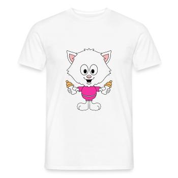KATZE - BABY - FLÄSCHCHEN - MILCH - NACHWUCHS - Männer T-Shirt - Weiß - Vorne - AI Model Male 178 dark (178cm)