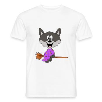 WOLF - HEXE - HEXENBESEN - HALLOWEEN - Männer T-Shirt - Weiß - Vorne - AI Model Male 178 dark (178cm)