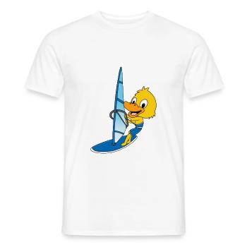 ENTE - KÜKEN - WINDSURFER - SPORT - Männer T-Shirt - Weiß - Vorne - AI Model Male 178 dark (178cm)