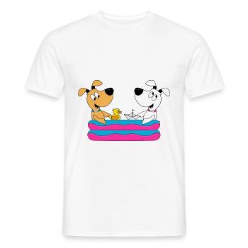 HUNDE - POOL - PLANSCHBECKEN - HUND - TIER - Männer T-Shirt - Weiß - Vorne - AI Model Male 178 dark (178cm)