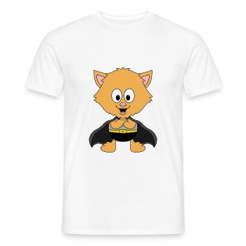 KATZE - KATER - SUPERHELD - TIER - KIND - BABY - Männer T-Shirt - Weiß - Vorne - AI Model Male 178 dark (178cm)