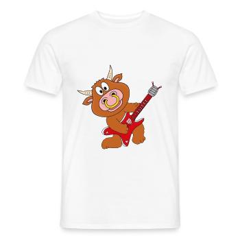 BULLE - STIER - KUH - RIND - GITARRE - MUSIK - Männer T-Shirt - Weiß - Vorne - AI Model Male 178 dark (178cm)