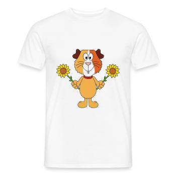 MEERSCHWEINCHEN - BLUMEN - SONNENBLUMEN - TIER - Männer T-Shirt - Weiß - Vorne - AI Model Male 178 dark (178cm)