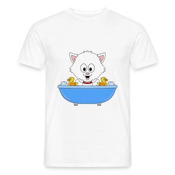 KATZE - BADEWANNE - BADEN - TIER - BABY - Männer T-Shirt - Weiß - Vorne - AI Model Male 178 dark (178cm)