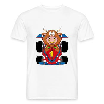 RENNFAHRER - AUTO - RENNWAGEN - BULLE - STIER - Männer T-Shirt - Weiß - Vorne - AI Model Male 178 dark (178cm)