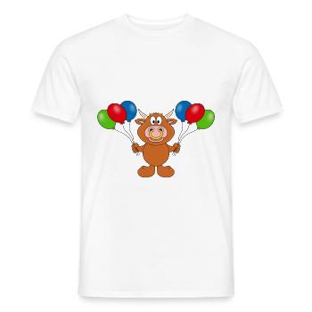 BULLE - STIER - KUH - LUFTBALLONS - TIER - Männer T-Shirt - Weiß - Vorne - AI Model Male 178 dark (178cm)