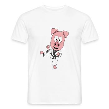 SCHWEIN - SELBSTVERTEIDIGUNG - KARATE - JUDO - Männer T-Shirt - Weiß - Vorne - AI Model Male 178 dark (178cm)