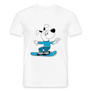 SNOWBOARD - WINTERSPORT - HUND - SPORT - Männer T-Shirt - Weiß - Vorne - AI Model Male 178 dark (178cm)