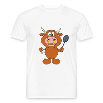 BULLE - STIER - RIND - KUH - FEDERBALL - BADMINTON - Männer T-Shirt - Weiß - Vorne - AI Model Male 178 dark (178cm)