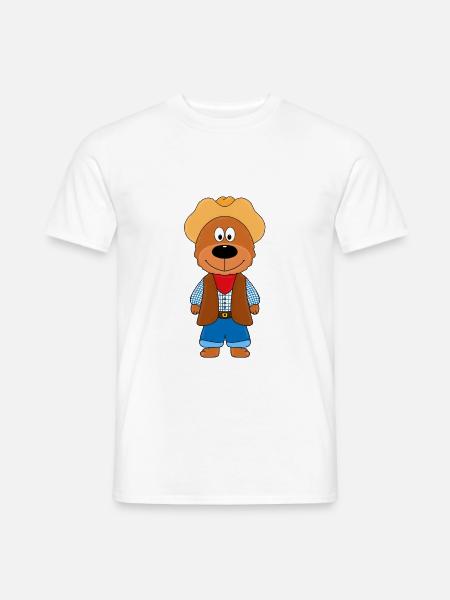 TEDDYBÄR - BÄR - TEDDY - COWBOY - FARMER - Männer T-Shirt - Weiß