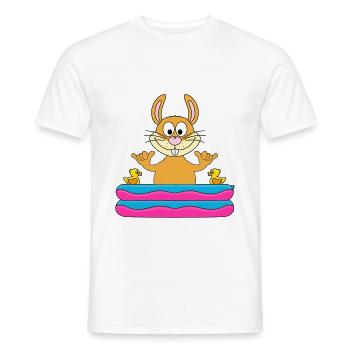 HASE - POOL - PLANSCHBECKEN - SHAKA - TIER - Männer T-Shirt - Weiß - Vorne - AI Model Male 178 dark (178cm)