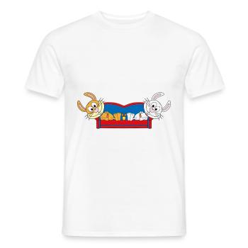 HASEN - SOFA - CHILLEN - RELAXEN - TIER - BABY - Männer T-Shirt - Weiß - Vorne - AI Model Male 178 dark (178cm)