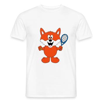FUCHS - TENNIS - SPORT - TIER - KIND - BABY - Männer T-Shirt - Weiß - Vorne - AI Model Male 178 dark (178cm)