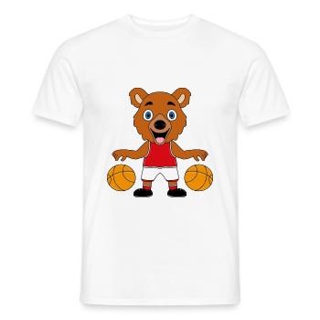 TEDDY - BÄR - TEDDYBÄR - BASKETBALL - SPORT - Männer T-Shirt - Weiß - Vorne - AI Model Male 178 dark (178cm)