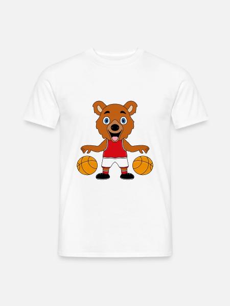 TEDDY - BÄR - TEDDYBÄR - BASKETBALL - SPORT - Männer T-Shirt - Weiß