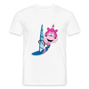 EINHORN - WINDSURFER - SURFER - WASSERSPORT - Männer T-Shirt - Weiß - Vorne - AI Model Male 178 dark (178cm)
