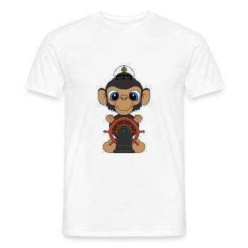 AFFE - KAPITÄN - BOOT - SCHIFF - SEEMANN - Männer T-Shirt - Weiß - Vorne - AI Model Male 178 dark (178cm)