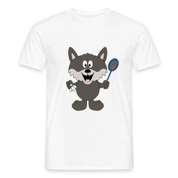 WOLF - FEDERBALL - BADMINTON - SPORT - TIER - Männer T-Shirt - Weiß - Vorne - AI Model Male 178 dark (178cm)