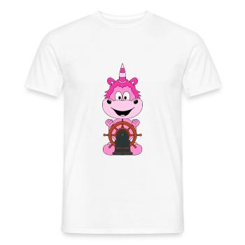 EINHORN - KAPITÄN - BOOT - SCHIFF - SEEMANN - Männer T-Shirt - Weiß - Vorne - AI Model Male 178 dark (178cm)