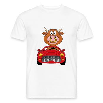 BULLE - RIND - STIER - KUH - AUTO - TIER - Männer T-Shirt - Weiß - Vorne - AI Model Male 178 dark (178cm)