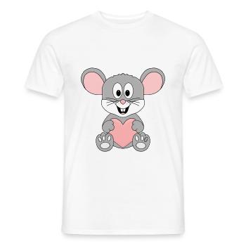 MAUS - LIEBE - LOVE - TIER - TIERISCH - Männer T-Shirt - Weiß - Vorne - AI Model Male 178 dark (178cm)