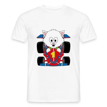 KATZE - KATER - AUTO - RENNWAGEN - MOTORSPORT - Männer T-Shirt - Weiß - Vorne - AI Model Male 178 dark (178cm)