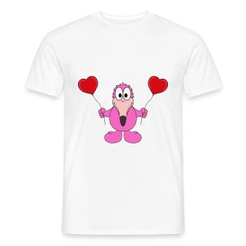 FLAMINGO - LUFTBALLONS - LIEBE - LOVE - TIER - Männer T-Shirt - Weiß - Vorne - AI Model Male 178 dark (178cm)