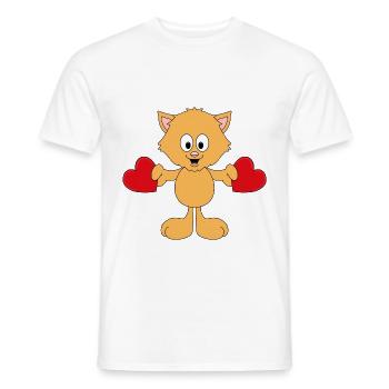 KATZE - LIEBE - LOVE - TIER - TIERISCH - VERLIEBT - Männer T-Shirt - Weiß - Vorne - AI Model Male 178 dark (178cm)