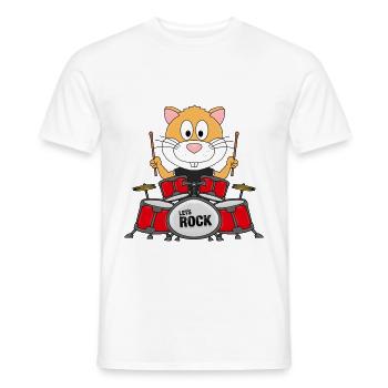 HAMSTER - SCHLAGZEUGER - TROMMELN - TIER - Männer T-Shirt - Weiß - Vorne - AI Model Male 178 dark (178cm)