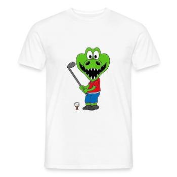 KROKODIL - GOLF - GOLFER - SPORT - TIER - Männer T-Shirt - Weiß - Vorne - AI Model Male 178 dark (178cm)